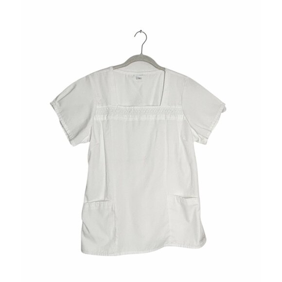 Laura Ashley Tops - Laura Ashley Short Sleeve Crochet Detailed Scrub Top In White - Sz L